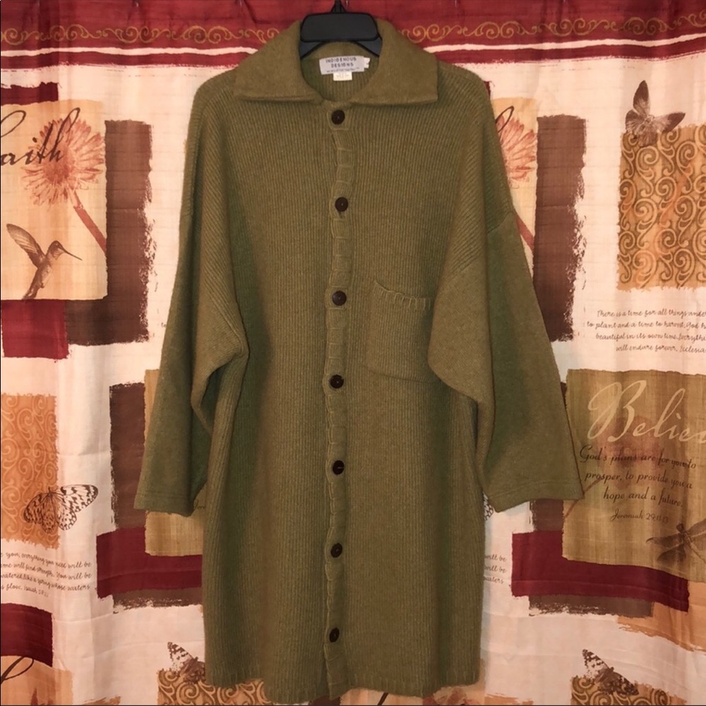 Indigenous Designs Wool Sweater Coat sz L
